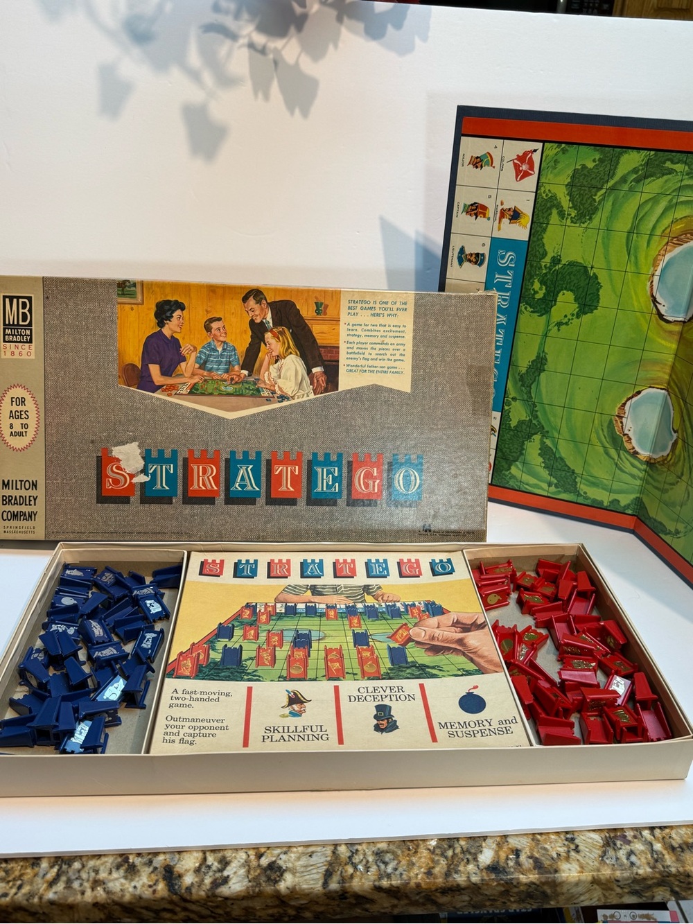 Vintage Stratego Board Game 4916  Milton Bradley VTG 1961 - missing 1 blue token
